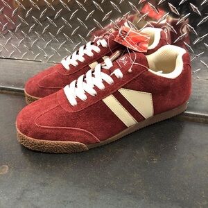 Men's Burgundy/Beige Dunnit Suede Sneakers, various sizes!
